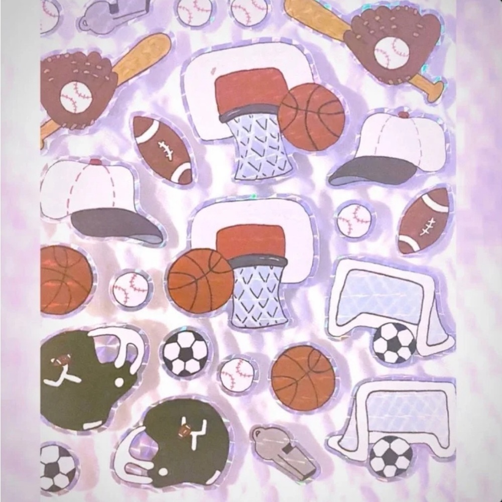 💞 New Metallic Sports Scrapbook Stickers